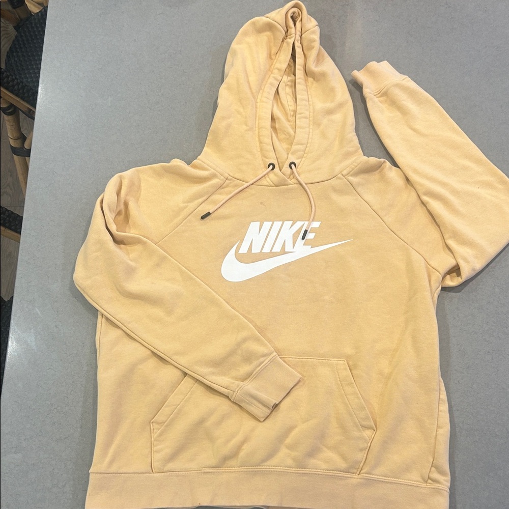 Nike Pullover Hoodie in Beige with White Logo